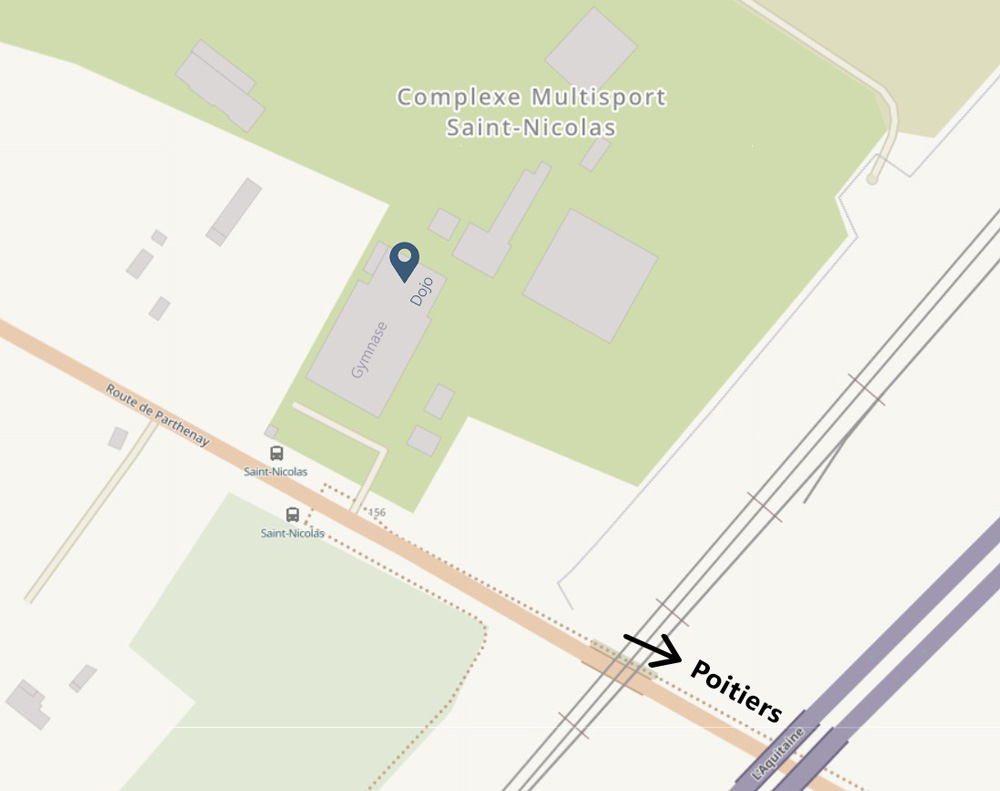 Plan d'accès au dojo du complexe Saint-Nicolas (Poitiers) du Gwanyong Taekwondo Club (86)